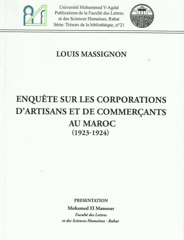 Ketabook:Enquête sur les corporations d'artisans et de commerçants au Maroc (1923-1924) by Louis Massignon,Massigon, Louis