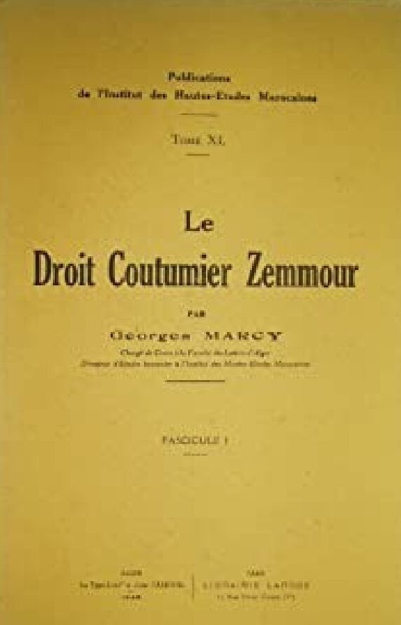 Le droit coutummier Zemmour. Fascicule I. Marcy, Georges Ketabook